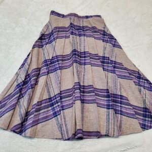 Vintage West Coast Connection Gray Purple Plaid Academia Twee Wool Blend Skirt 7
